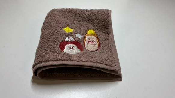 ブラスピ刺繍入り今治ハンドタオル【和栗】ブラウン