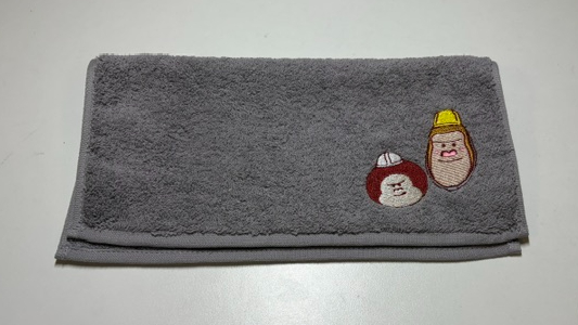 ブラスピ刺繍入り今治ハンドタオル【薄墨】グレー
